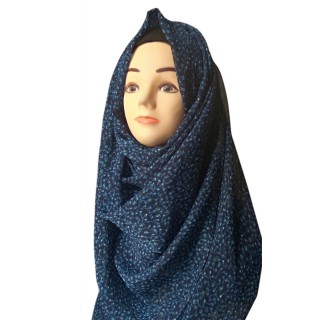 Mariam hijab - Black and blue printed in Chiffon fabric